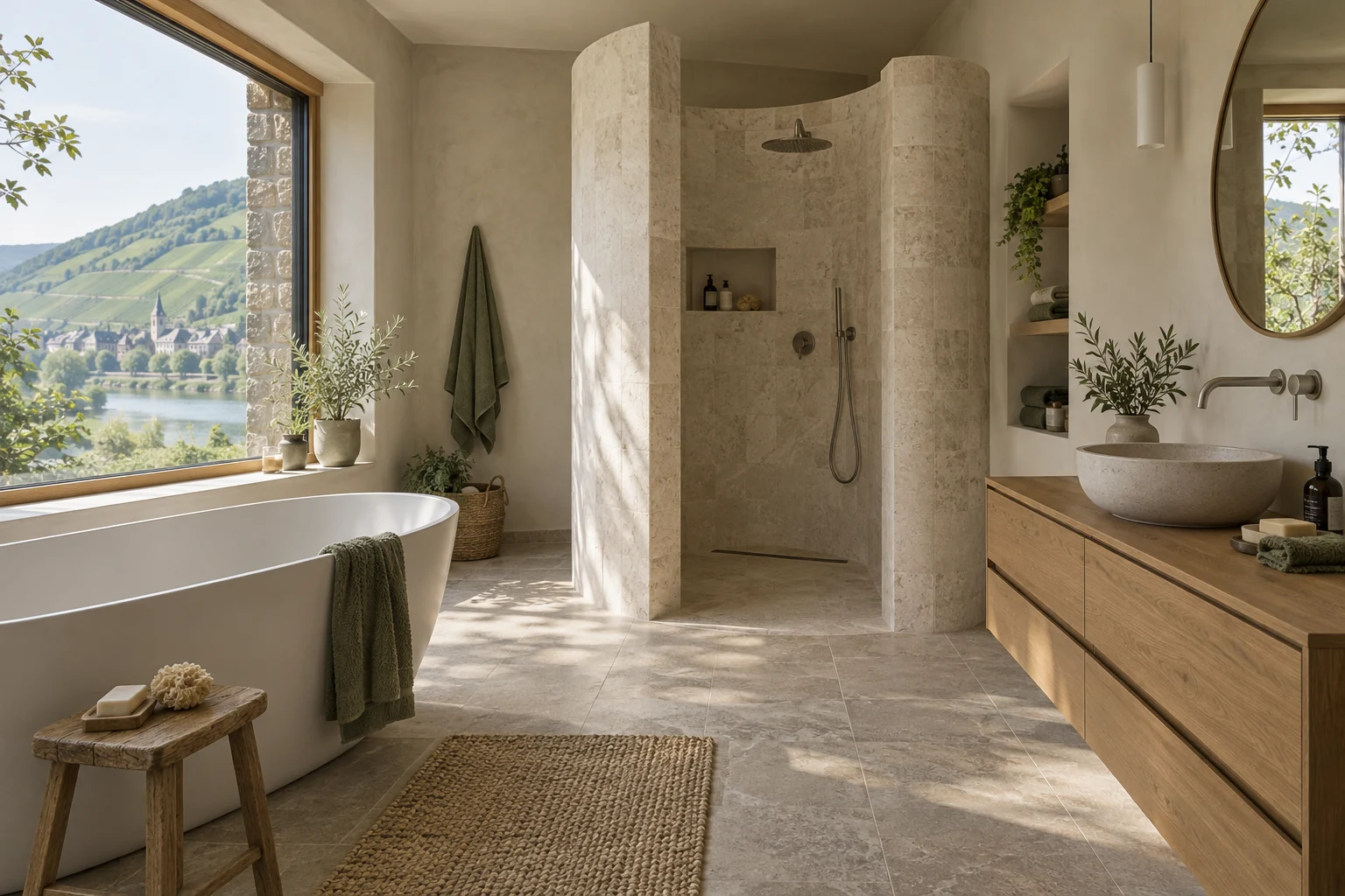 Modernes Badezimmer, KI-Konzept